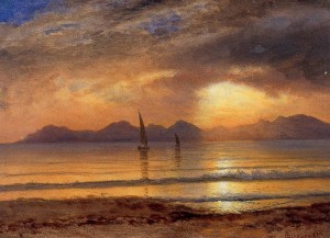 Sunset Over a Mountain Lake